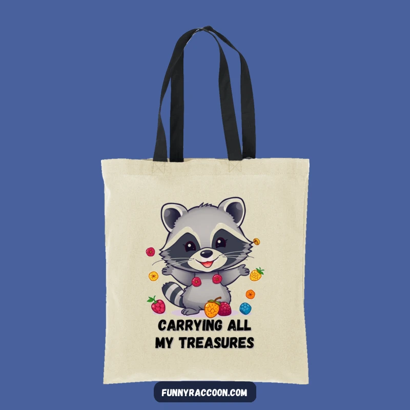 Funny Raccoon Berry Juggling Tote Bag - Stylish & Hilarious Carry-All