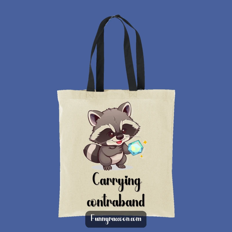 Funny Raccoon Gem Stealer Tote Bag: Carry Your Laughs in Style