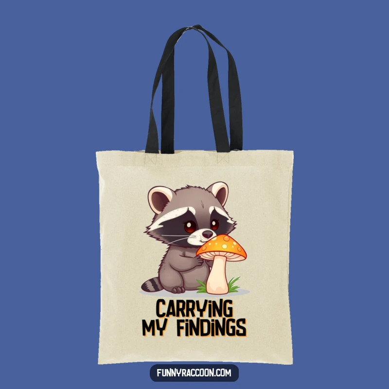 Funny Raccoon Mushroom Tote Bag: Curious Explorer Pouch, Hilarious Nature Gift