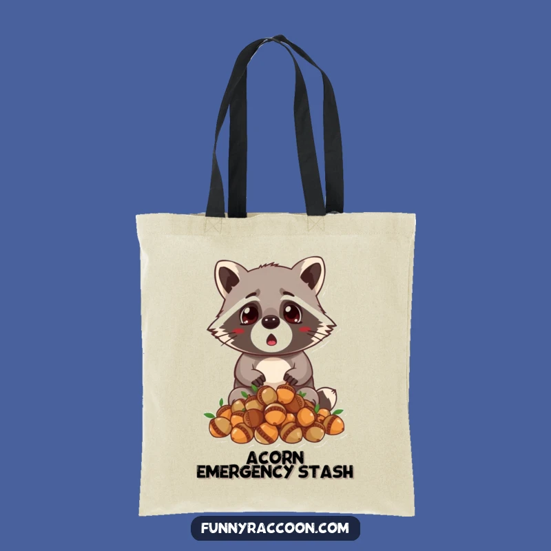 Funny Surprised Raccoon Tote Bag - Hilarious Acorn Drop Carry-All