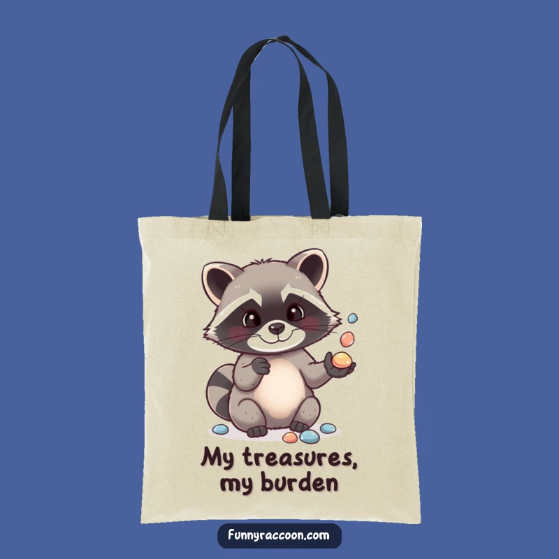 Funny Raccoon Pebble Juggling Tote Bag: Stylish & Hilarious Carryall
